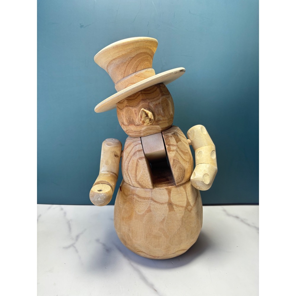 Zims Heirloom Collectibles Wooden Snowman Nutcracker Natural Wood Finish 10 Inch